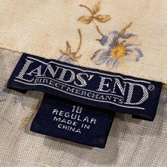 Vintage Land's End 100% Linen Shirt Women’s Size 18 R Cottage Floral Button Top - Picture 3 of 12